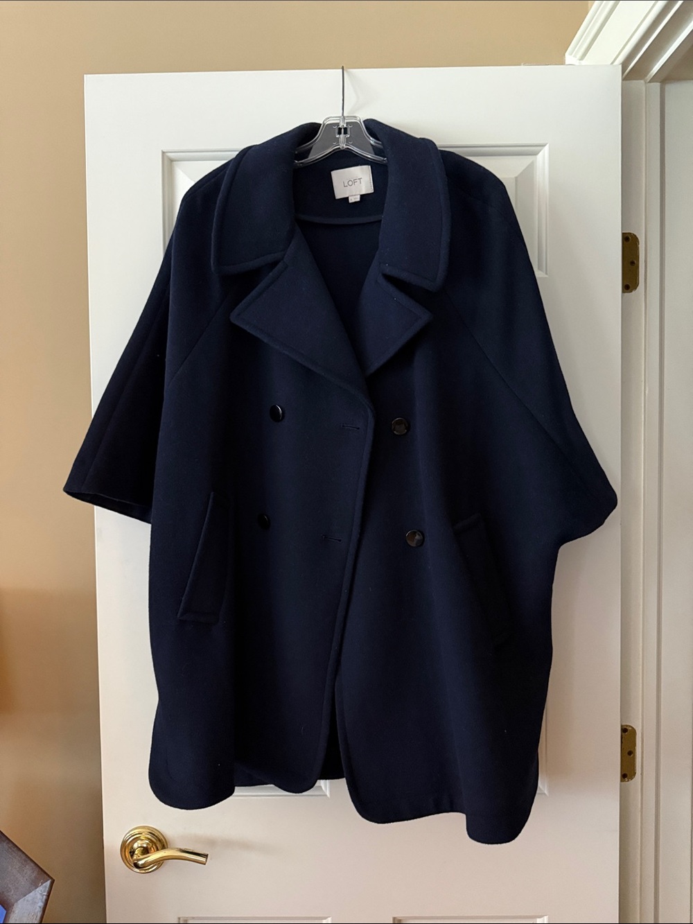 LOFT Navy Double-Breasted Peacoat Cape